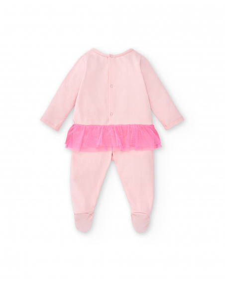 Tutina rosa lavorata a maglia da bambina Collezione Over The