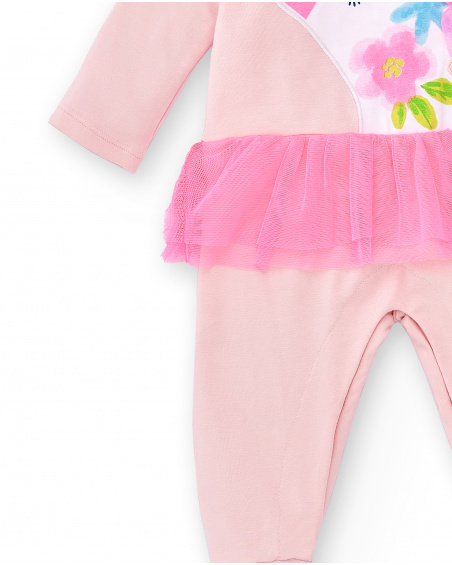 Tutina rosa lavorata a maglia da bambina Collezione Over The