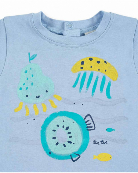 Completo reversibile in maglia blu da bambino Collezione Frutti