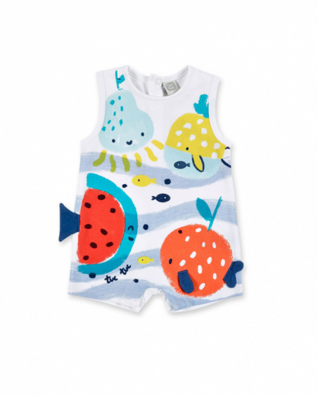Tutina bianca in maglia da bambino Collezione Frutti
