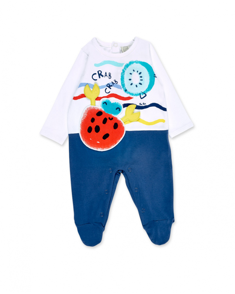 Tutina in maglia bianca blu da bambino Collezione Frutti