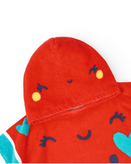Asciugamano poncho rosso da bambina Collezione Frutti