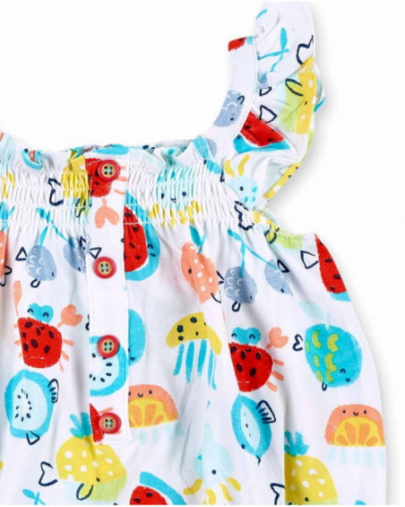Tutina bianca lavorata a maglia da bambina Collezione Frutti