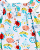 Tutina bianca lavorata a maglia da bambina Collezione Frutti