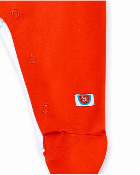 Tutina lavorata a maglia bianca rossa da bambina Collezione