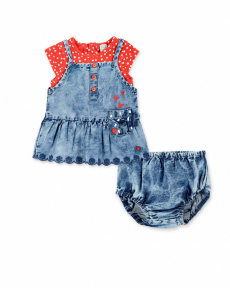 Completo in denim blu da bambina Collezione Frutti