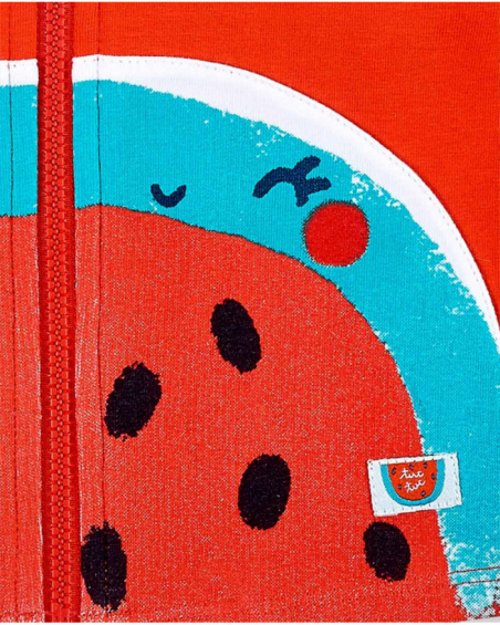 Giacca rossa lavorata a maglia da bambina Collezione Frutti