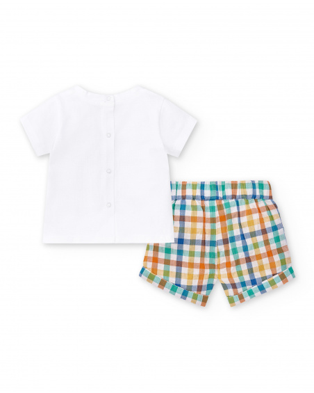 Completo in maglia bianca da bambino Collezione Animal Life