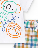 Completo in maglia bianca da bambino Collezione Animal Life