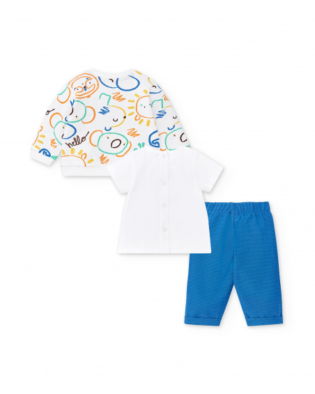 Completo da bambino in maglia bianca blu da 3 pezzi Collezione