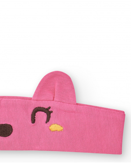 Fascia per capelli rosa in maglia da bambina Collezione Animal