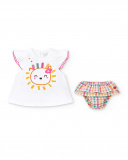 Completo bianco lavorato a maglia piatta da bambina Collezione