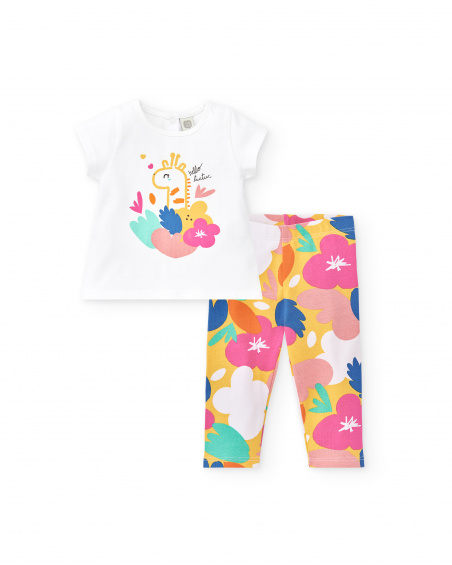 Completo in maglia bianco da bambina Collezione Animal Life