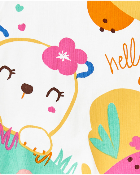 Tutina bianca lavorata a maglia da bambina Collezione Animal