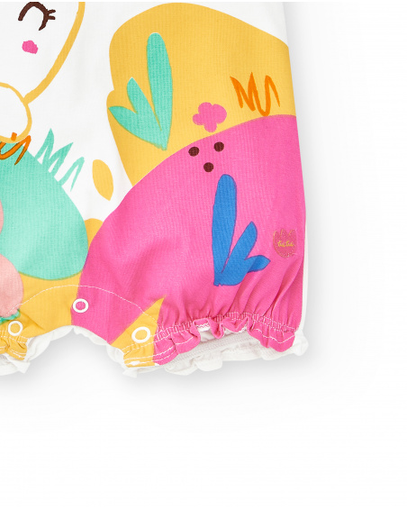 Tutina bianca lavorata a maglia da bambina Collezione Animal