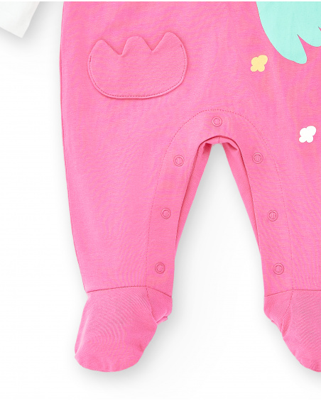 Tutina lavorata a maglia bianca rosa da bambina Collezione