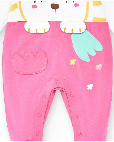 Tutina lavorata a maglia bianca rosa da bambina Collezione