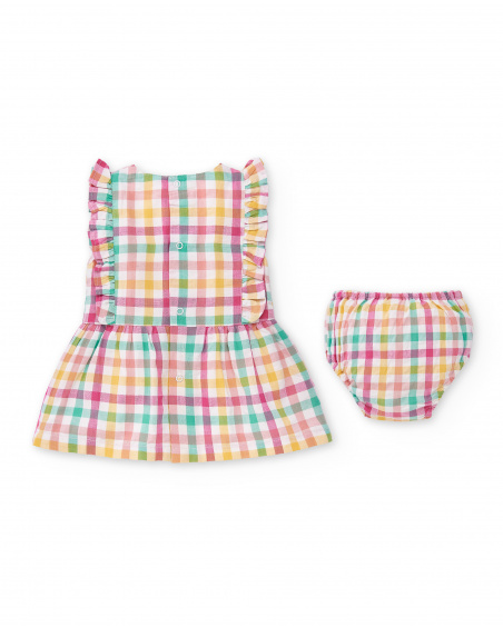 Completo piatto scozzese bianco da bambina Collezione Animal