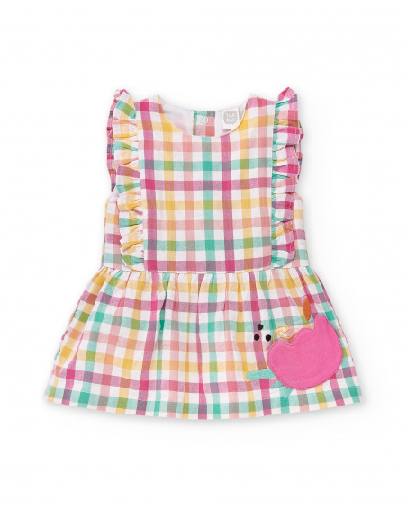 Completo piatto scozzese bianco da bambina Collezione Animal