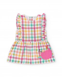 Completo piatto scozzese bianco da bambina Collezione Animal