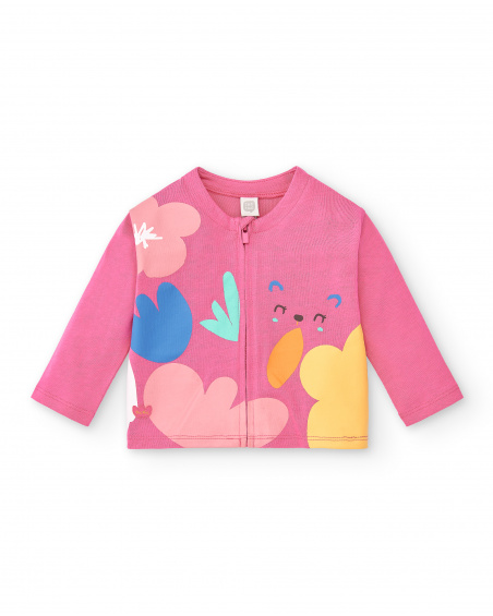 Giacca rosa in maglia da bambina Collezione Animal Life