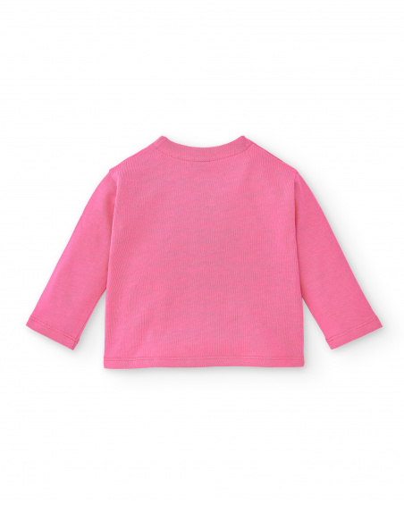 Giacca rosa in maglia da bambina Collezione Animal Life