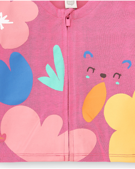 Giacca rosa in maglia da bambina Collezione Animal Life