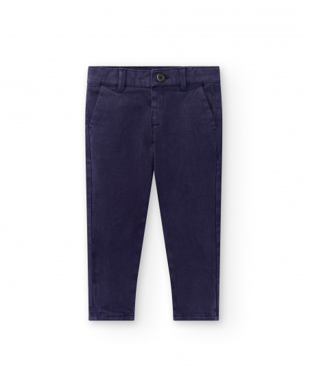 Pantaloni da ragazzo in twill blu scuro Collezione Paradiso