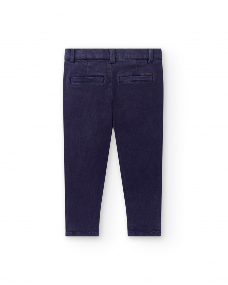 Pantaloni da ragazzo in twill blu scuro Collezione Paradiso