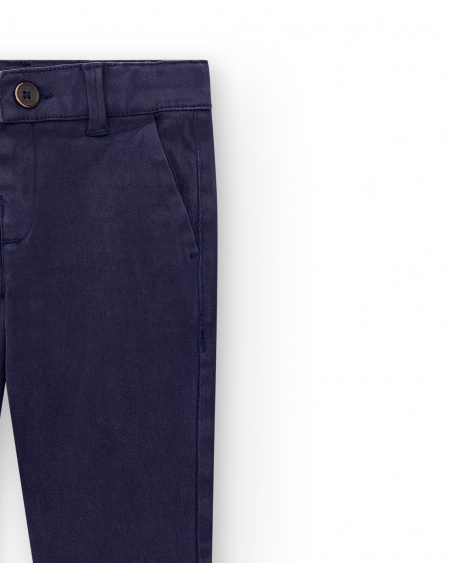 Pantaloni da ragazzo in twill blu scuro Collezione Paradiso