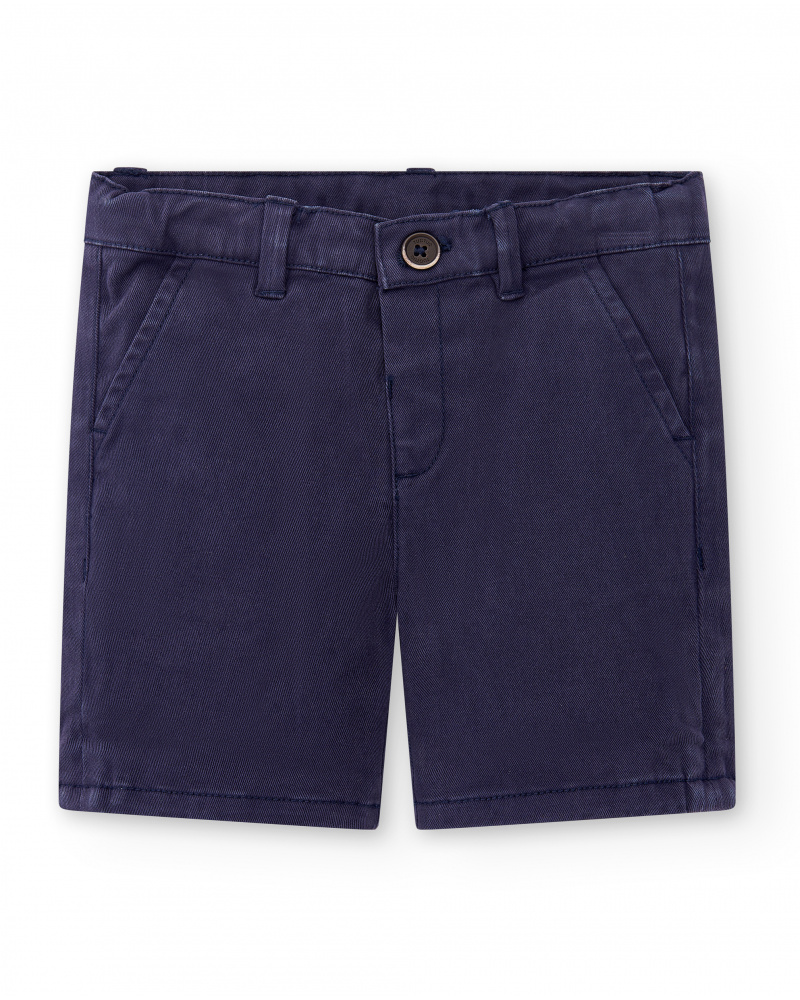 Bermuda da bambino in twill blu scuro Collezione Paradiso