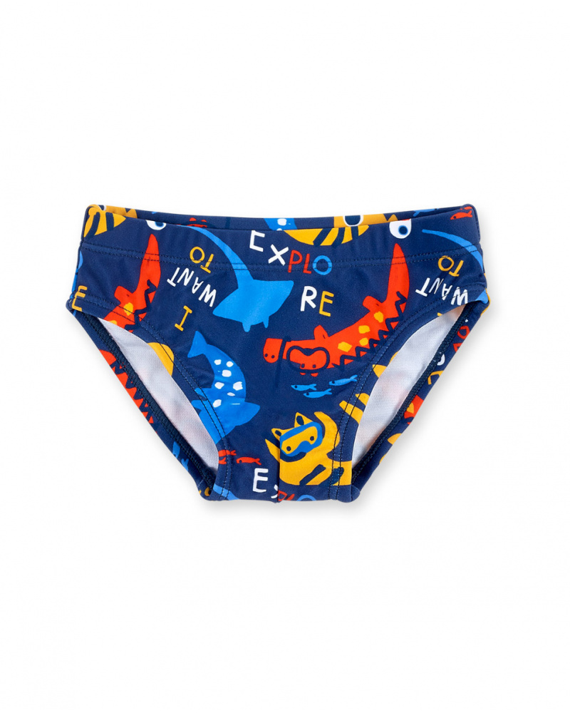 Costume da bagno slip da ragazzo blu navy Collezione Salty Air