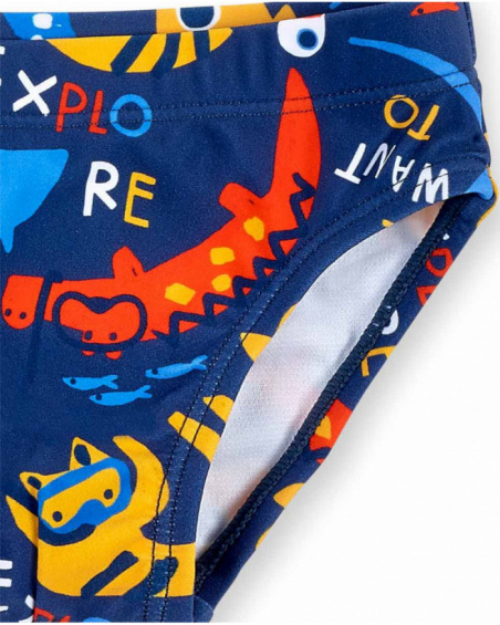 Costume da bagno slip da ragazzo blu navy Collezione Salty Air