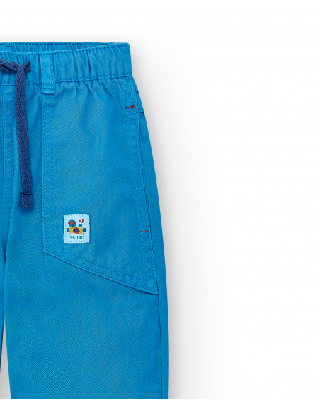 Pantaloni in twill blu da ragazzo Collezione Salty Air