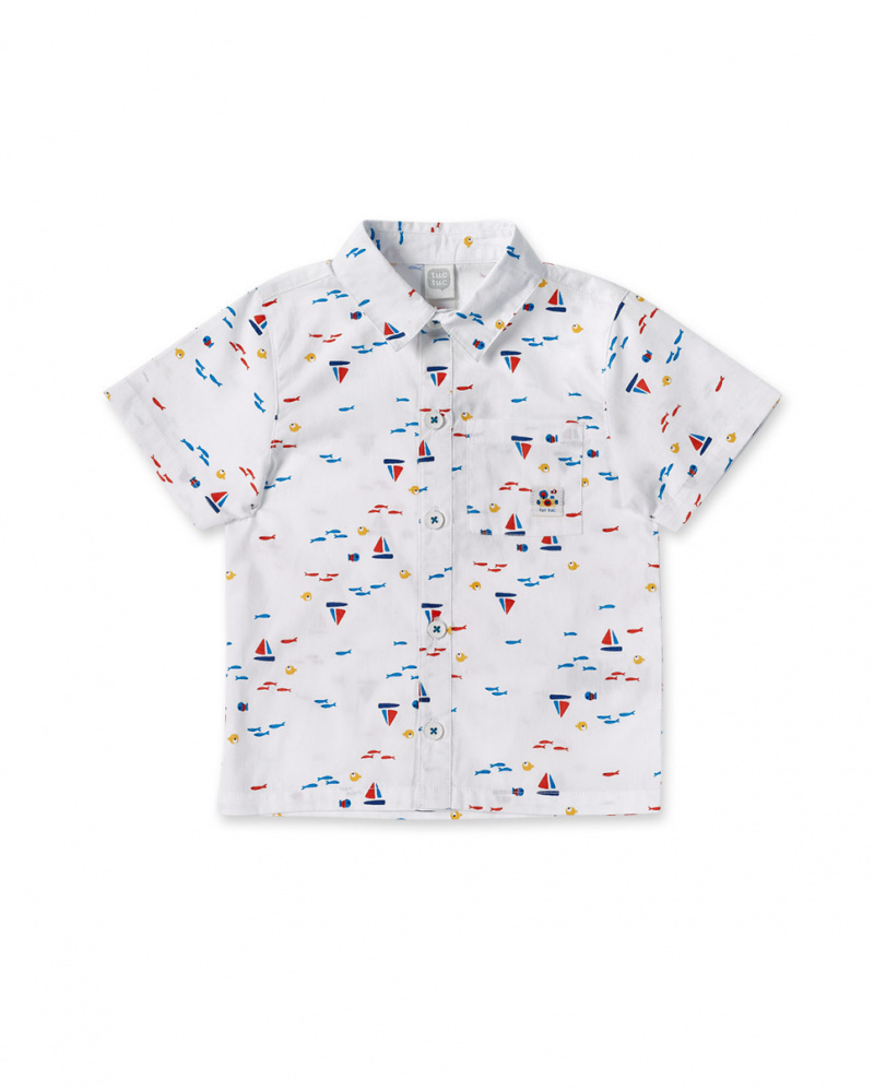 Camicia da bambino in popeline bianco Collezione Salty Air