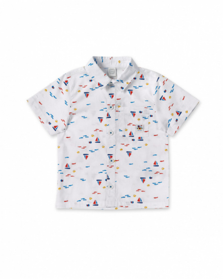 Camicia da bambino in popeline bianco Collezione Salty Air