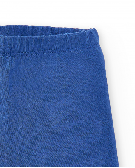 Leggings da ciclismo blu in maglia da bambina Collezione Salty