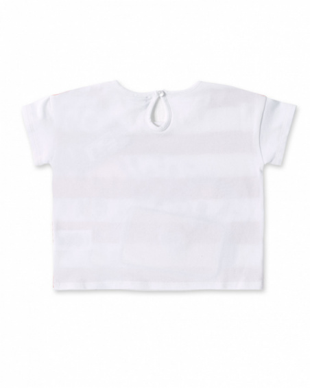 T-shirt in maglia bianca rossa da bambina Collezione Salty Air