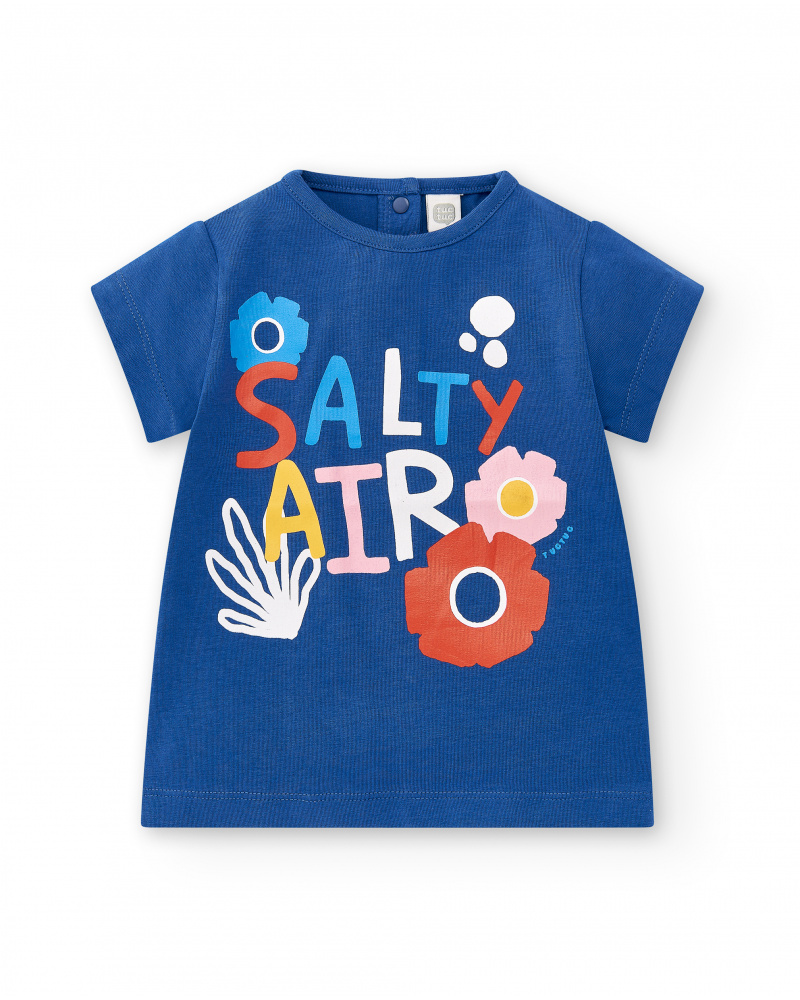 T shirt blu lavorata a maglia da bambina Collezione Salty Air tuc tuc