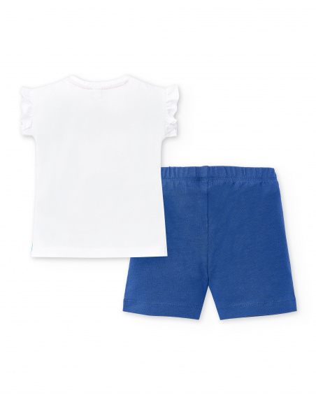 Completo in maglia bianco blu da bambina Collezione Salty Air