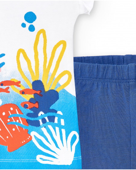 Completo in maglia bianco blu da bambina Collezione Salty Air