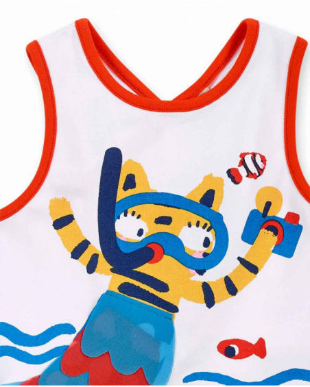 Completo in maglia bianco rosso da bambina Collezione Salty Air