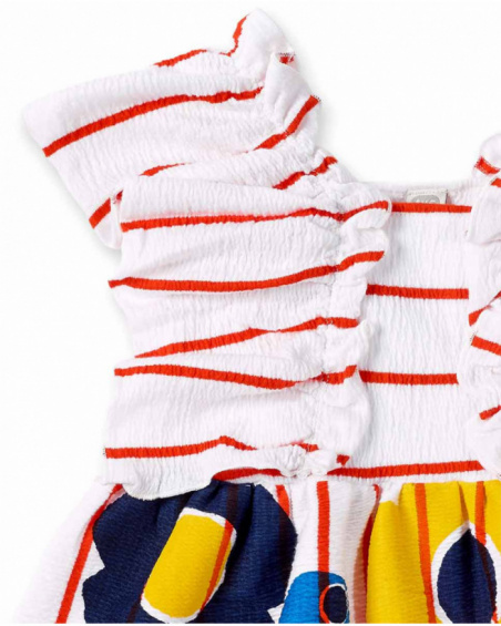 Abito da bambina in maglia a righe bianche Collezione Salty Air