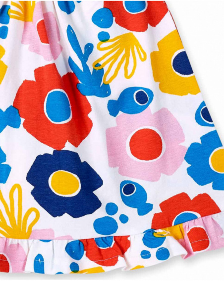 Abito da bambina con spalline in maglia bianca Collezione Salty
