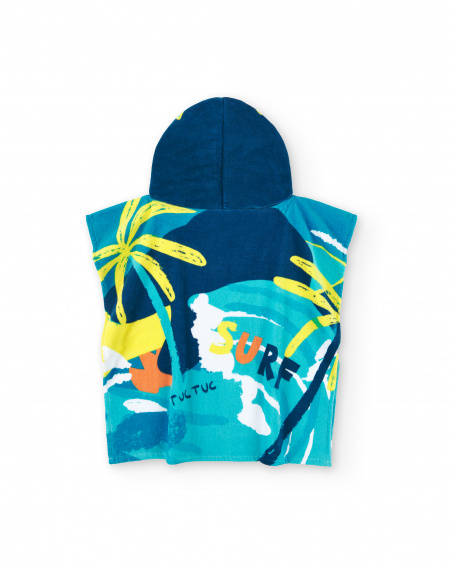 Asciugamano poncho blu da ragazzo Collezione Laguna Beach
