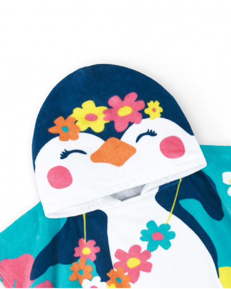 Asciugamano poncho blu da bambina Collezione Laguna Beach