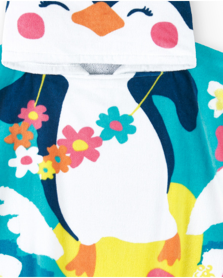Asciugamano poncho blu da bambina Collezione Laguna Beach