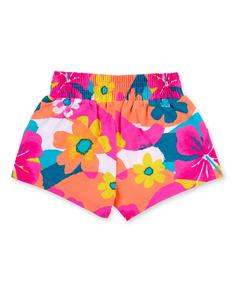 Shorts da bambina in maglia fucsia stampata Collezione Laguna