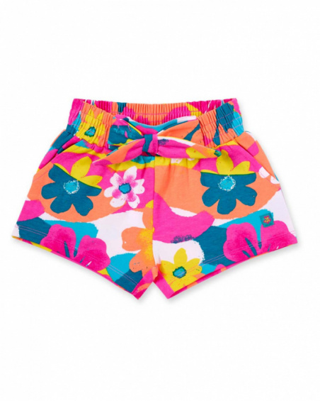 Shorts da bambina in maglia fucsia stampata Collezione Laguna
