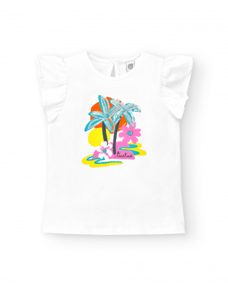 T-shirt bianca in maglia da bambina Collezione Laguna Beach